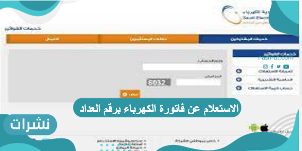الاستعلام عن فاتورة الكهرباء برقم العداد 