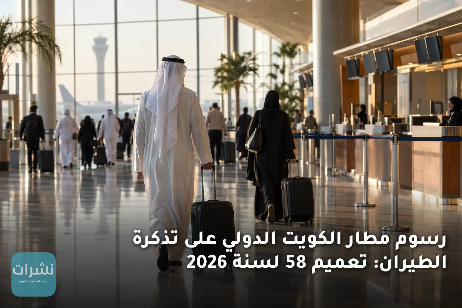 رسوم مطار الكويت الدولي على تذكرة الطيران: تعميم 58 لسنة 2026