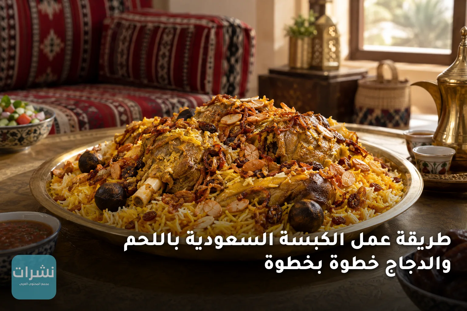 طريقة عمل الكبسة السعودية باللحم والدجاج خطوة بخطوة